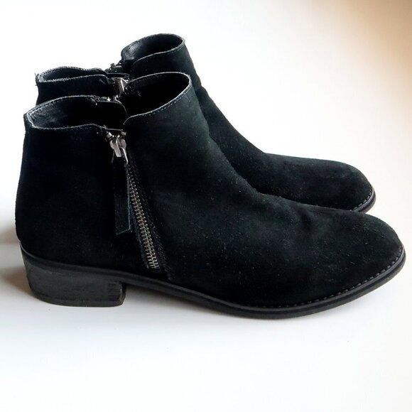 Blondo Waterproof Black Suede Leather Block Heel Ankle Boots Booties Size 10 - Picture 2 of 16